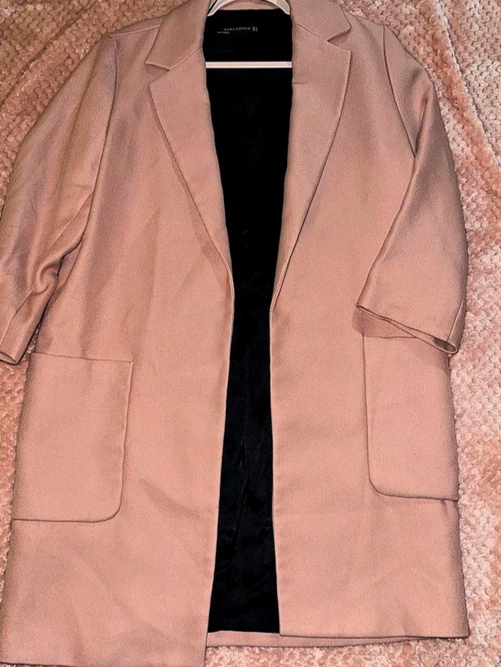 Zara Longline Coat in Pink Size Medium